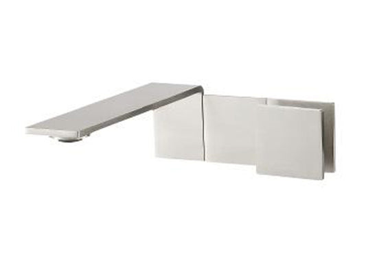 Rubinetterie Treemme 3M RWIT 2851 IS 96 + RWIT 2851 ZZ 98 5mm Miscelatore Monocomando Lavabo Incasso A Muro 170 mm Areatore Orientabile 3 Fori Con Piastra Stile Moderno Materiale Acciaio Inox Finitura Spazzolata Inox