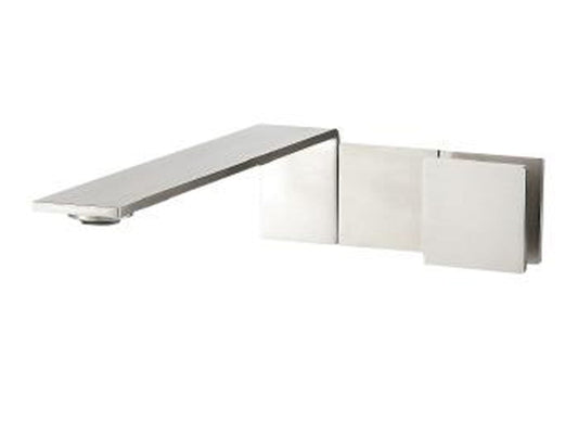 Rubinetterie Treemme 3M 5mm RWIT 2852 IS 96 + RWIT 2851 ZZ 98 Miscelatore Monocomando Lavabo Incasso A Muro 230 mm Areatore Orientabile 3 Fori Con Piastra Stile Moderno Materiale Acciaio Inox Finitura Spazzolata Inox