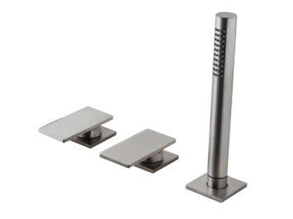 Rubinetterie Treemme 3M 5MM IT 2869 IS 5M ZZ Miscelatore Batteria Appoggio Bordo Vasca 3 Fori 1 Leva Senza Piastra Senza Bocca Con Doccetta In Acciaio Inox Estraibile Stile Moderno Materiale Acciaio INOX Finitura Acciaio Spazzolato