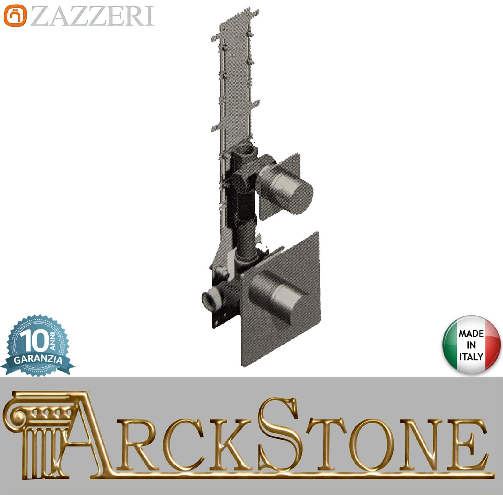 Zazzeri Rubinetterie TREND X Miscelatore Gruppo Doccia Termostatico Incasso A Muro CONFORT 1 Via 2 Fori Monocomando Stile Moderno Materiale Ottone Finitura Cromato