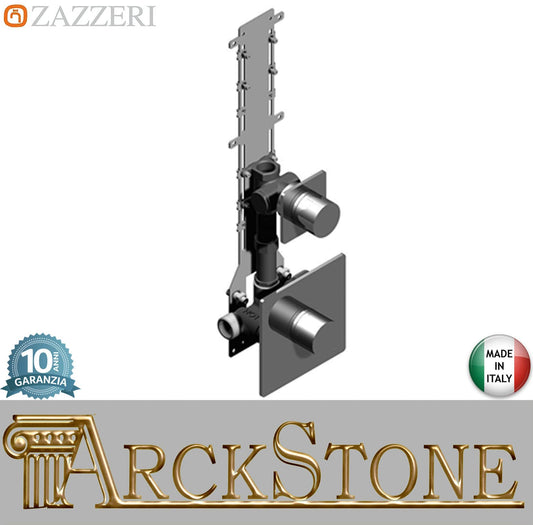 Zazzeri Rubinetterie 100 Miscelatore Gruppo Doccia Termostatico Incasso A Muro CONFORT 1 Via 2 Fori Monocomando Stile Moderno Materiale Ottone Finitura Cromato