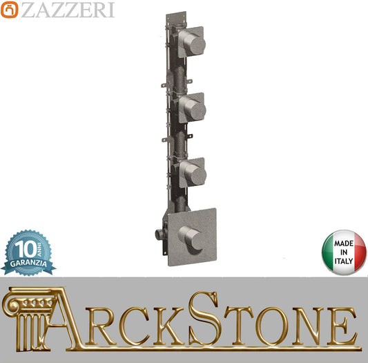 Zazzeri Rubinetterie TREND X Miscelatore Gruppo Doccia Termostatico Incasso A Muro CONFORT 3 Vie 4 Fori Monocomando Stile Moderno Materiale Ottone Finitura Cromato