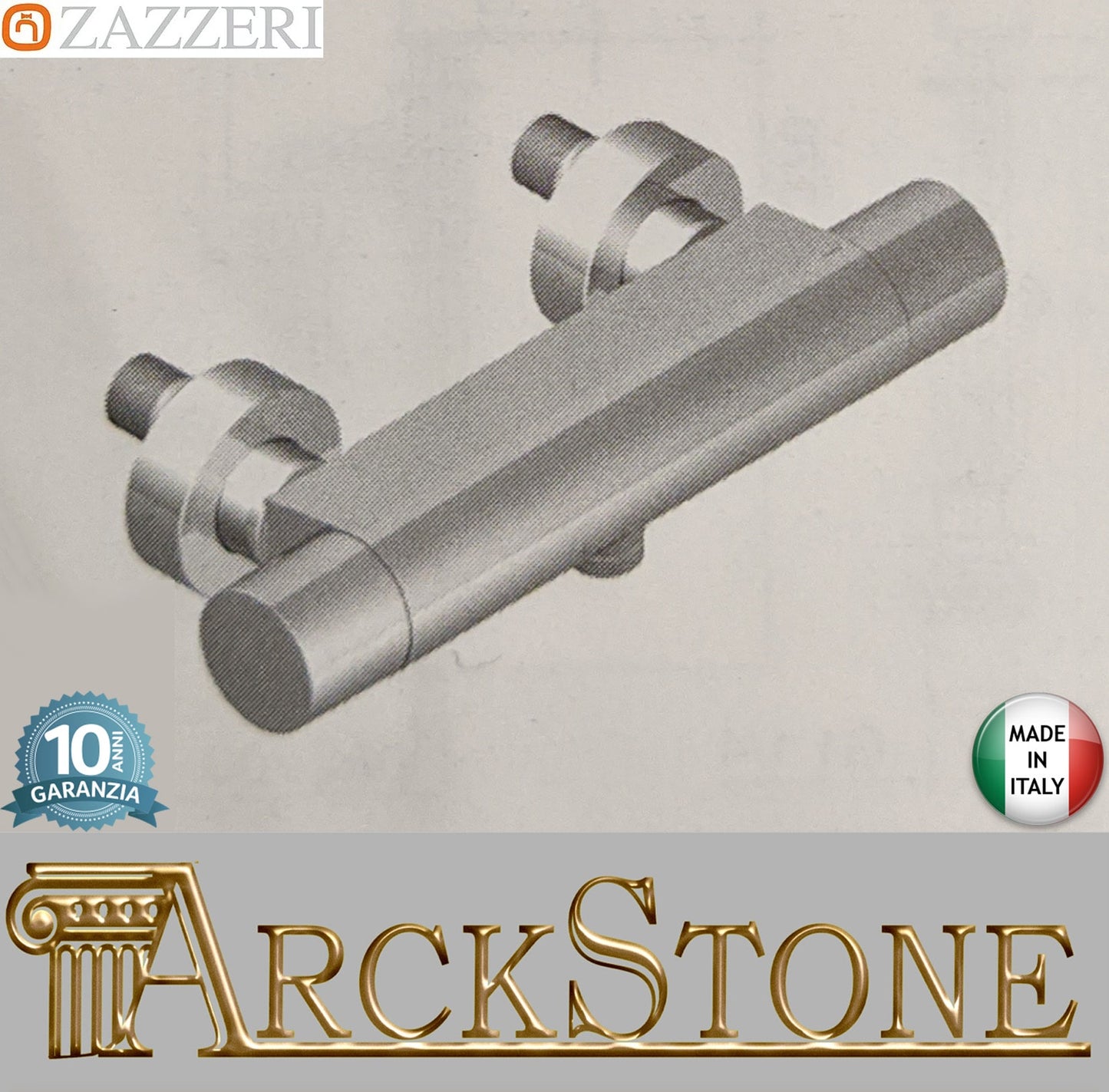 Zazzeri Rubinetterie TREND X Miscelatore Gruppo Doccia Termostatico Esterno Uscita Inferiore A Muro 1 Via 2 Fori 2 Leve Stile Moderno Materiale Ottone Finitura Cromato