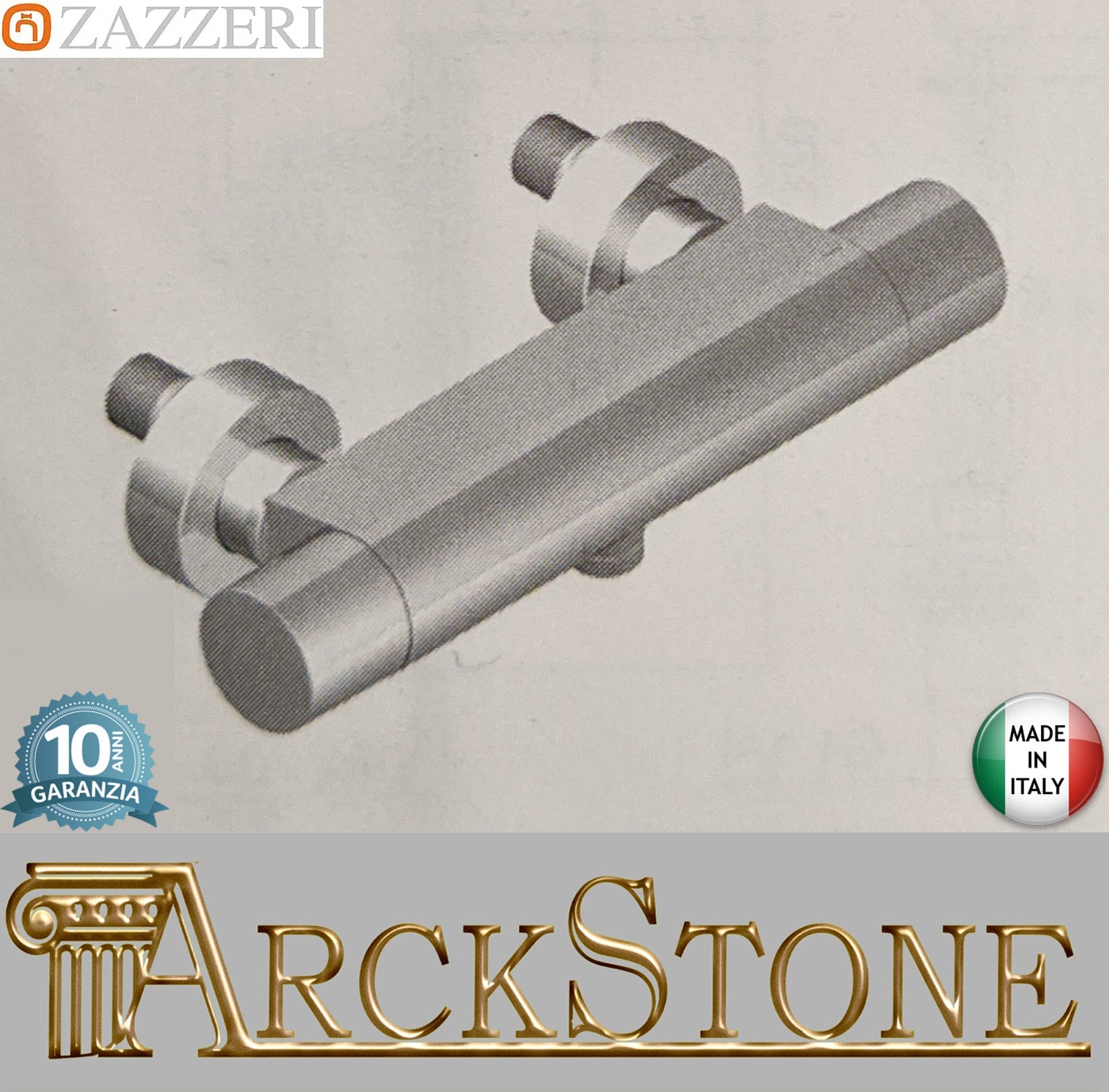 Zazzeri Rubinetterie TREND X Miscelatore Gruppo Doccia Termostatico Esterno Uscita Inferiore A Muro 1 Via 2 Fori 2 Leve Stile Moderno Materiale Ottone Finitura Cromato