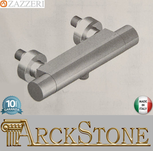 Zazzeri Rubinetterie TREND X Miscelatore Gruppo Doccia Termostatico Esterno Uscita Inferiore A Muro 1 Via 2 Fori 2 Leve Stile Moderno Materiale Ottone Finitura Cromato