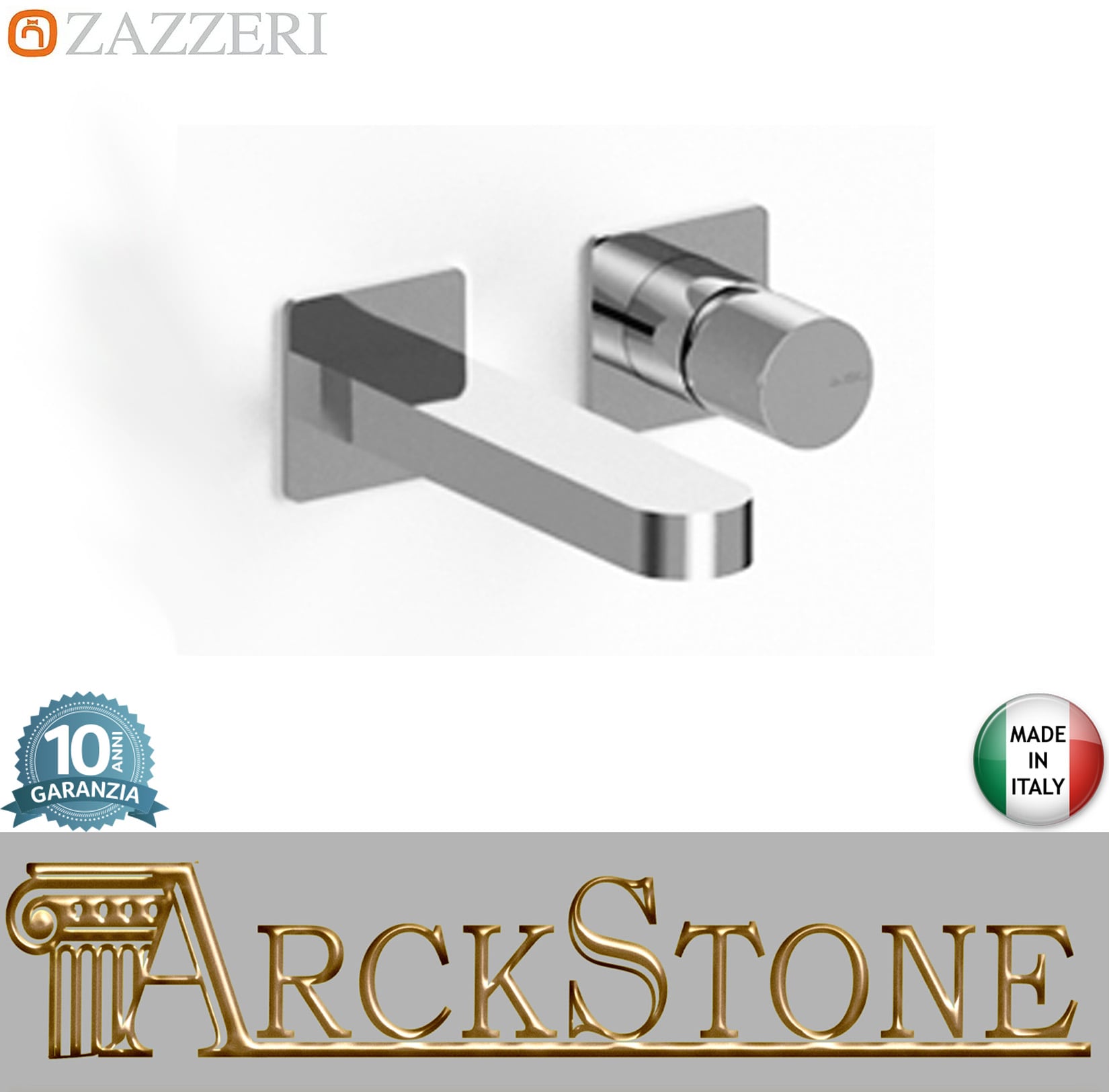 Zazzeri Rubinetterie TREND X-ONE Miscelatore Lavabo Incasso A Muro 2 Fori Monocomando Lunghezza 267 mm Senza Piletta Di Scarico Senza Piastra Stile Moderno Materiale Ottone Finitura Cromato