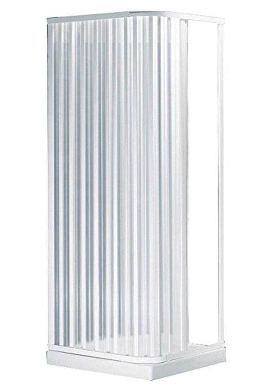 Negrari Hobby Box Cabina Doccia Riducibile Due 2 Lati 75x75 L75 H 184 cm Angolare Angolo Simmetrico Bianco Profili PVC Anta Scorrevole Reversibile Soffietto Tagliabile Accorciabile Arredo Bagno Economica Pannelli Infrangibili Antisfondamento Viti Acciaio