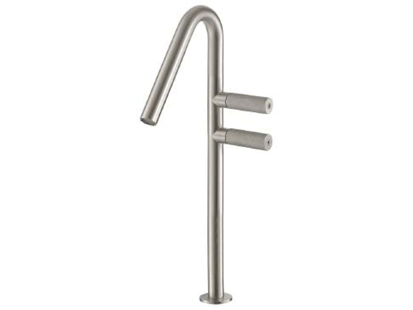 Rubinetterie Treemme 3M 22MM IT 3015 IS 2G ZZ Miscelatore Monoforo Appoggio Lavabo 260 mm 2 Leve a Destra Stile Moderno Senza Piletta di Scarico Altezza 390 mm Materiale Acciaio Finitura Acciaio Spazzolato Opaco Inox