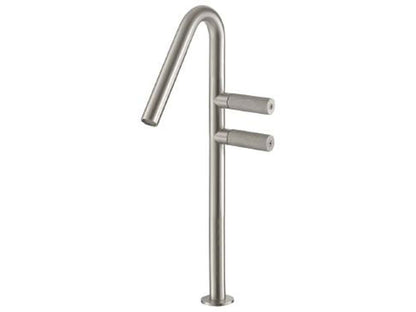 Rubinetterie Treemme 3M 22MM IT 3015 IS 2G ZZ Miscelatore Monoforo Appoggio Lavabo 260 mm 2 Leve a Destra Stile Moderno Senza Piletta di Scarico Altezza 390 mm Materiale Acciaio Finitura Acciaio Spazzolato Opaco Inox