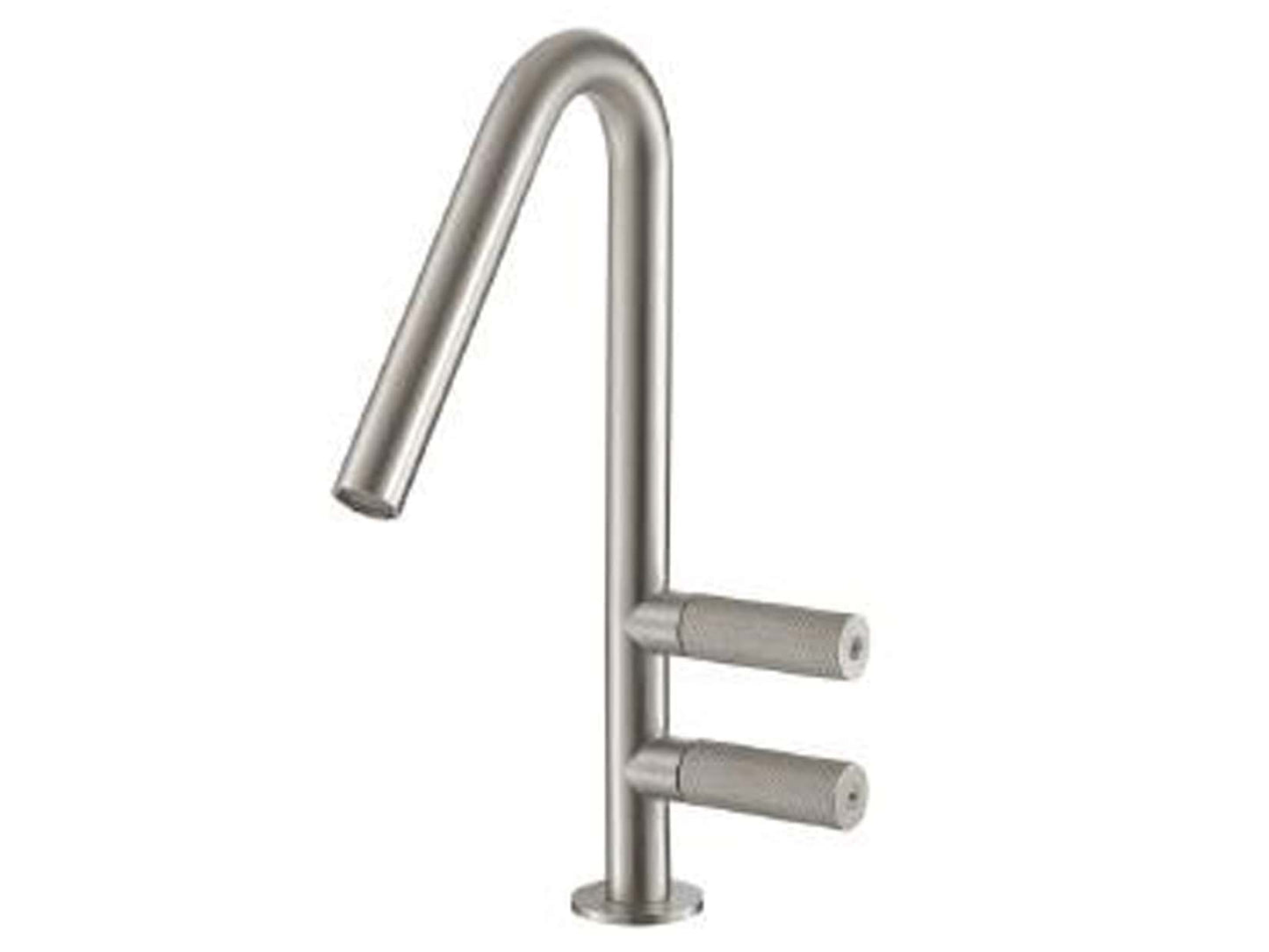 Rubinetterie Treemme 22MM Miscelatore Monoforo Appoggio Lavello Cucina Standard 2 Manopole Stile Moderno Materiale Acciaio Finitura Acciaio Spazzolato Opaco Inox