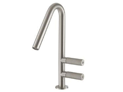Rubinetterie Treemme 22MM Miscelatore Monoforo Appoggio Lavello Cucina Standard 2 Manopole Stile Moderno Materiale Acciaio Finitura Acciaio Spazzolato Opaco Inox