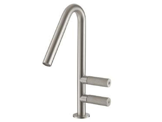 Rubinetterie Treemme 22MM Miscelatore Monoforo Appoggio Lavello Cucina Standard 2 Manopole Stile Moderno Materiale Acciaio Finitura Acciaio Spazzolato Opaco Inox