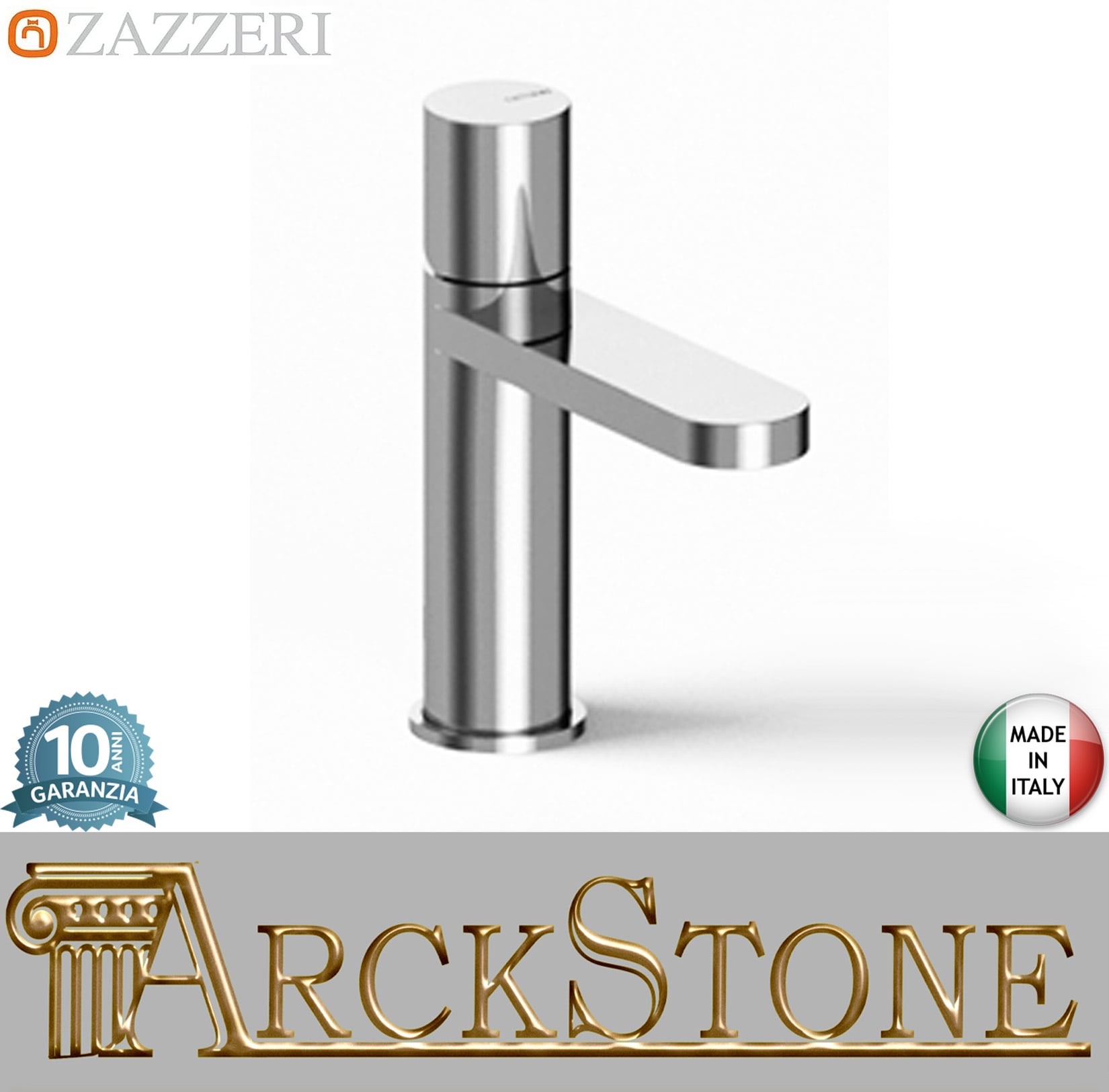 Zazzeri Rubinetterie TREND X-ONE Miscelatore Lavabo Appoggio Monoforo Monocomando Altezza 178 mm Lunghezza 150 mm Senza Piletta Di Scarico Stile Moderno Materiale Ottone Finitura Cromato