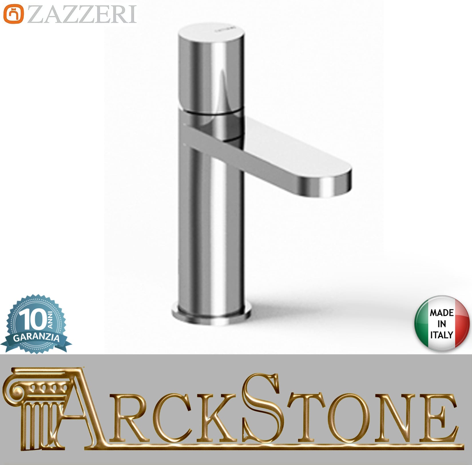 Zazzeri Rubinetterie TREND X-ONE Miscelatore Lavabo Appoggio Monoforo Monocomando Altezza 178 mm Lunghezza 120 mm Senza Piletta Di Scarico Stile Moderno Materiale Ottone Finitura Cromato