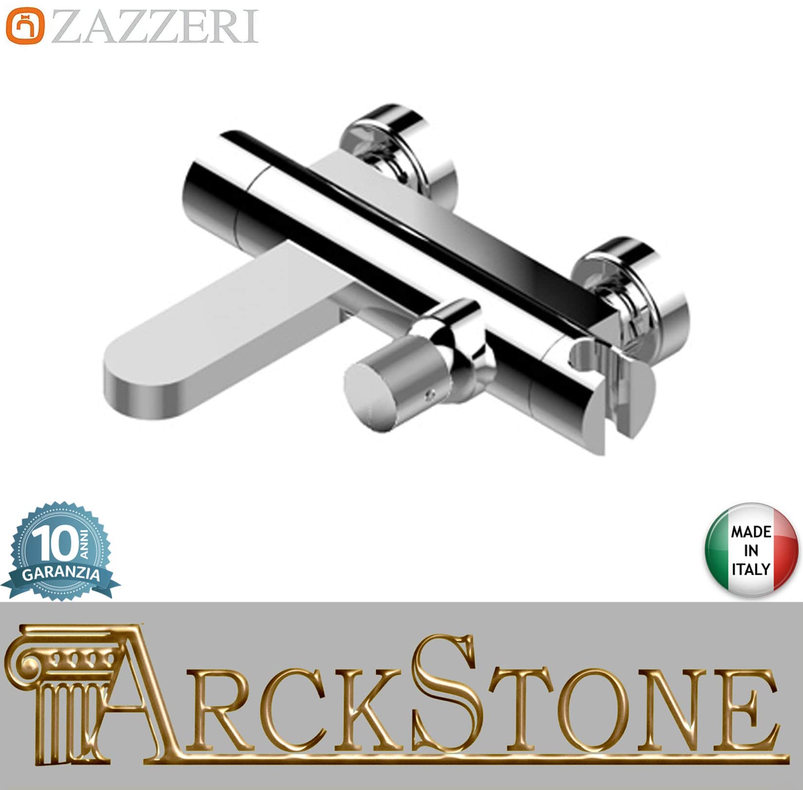 Zazzeri Rubinetterie TREND X-ONE Miscelatore Vasca Esterno A Muro Senza Flessibile E Doccetta Monocomando 2 Fori Senza Piastra Stile Moderno Materiale Ottone Finitura Cromato