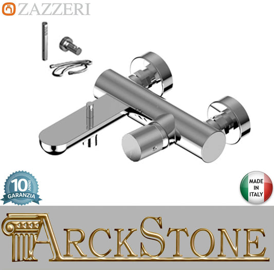 Zazzeri Rubinetterie TREND X-ONE Miscelatore Vasca Esterno A Muro Con Presa Acqua, Flessibile, Attacco e Doccetta Stilo Monocomando 2 Fori Senza Piastra Stile Moderno Materiale Ottone Finitura Cromato