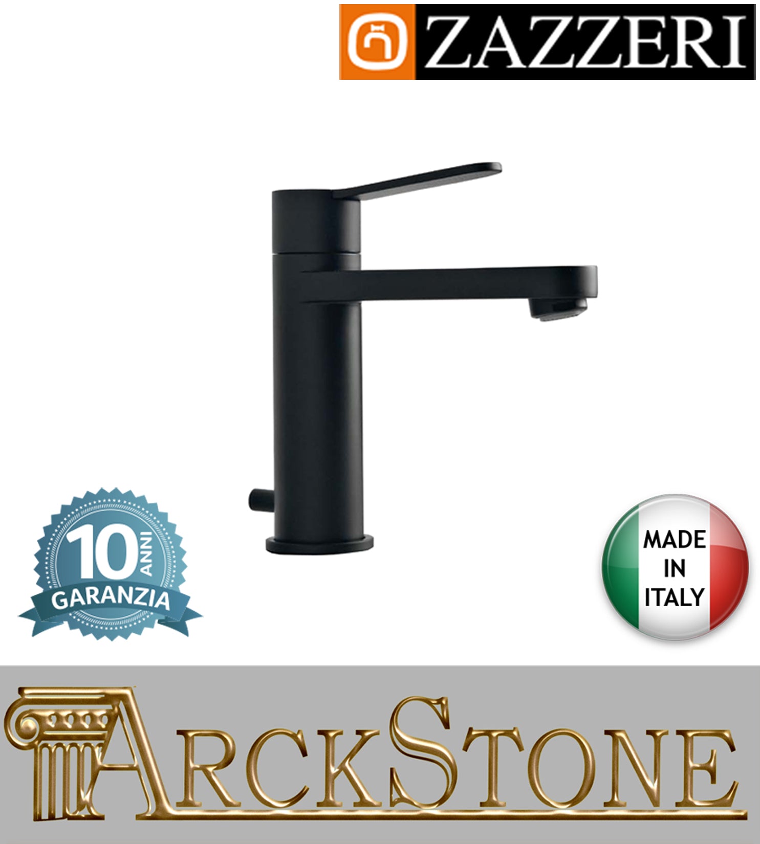 Miscelatore lavabo marca Zazzeri modello TREND X finitura ottone nero piletta scarico automatico areatore appoggio anticalcare arredamento arredo bagno autorizzato azienda certificata garanzia 10 anni qualità made in italy