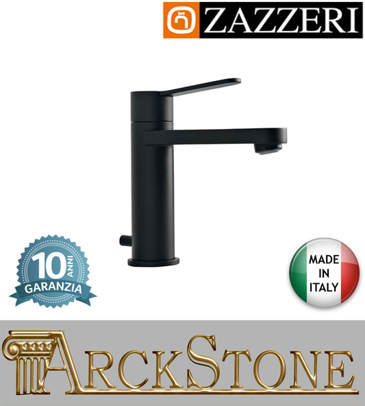 Miscelatore lavabo marca Zazzeri modello TREND X finitura ottone nero piletta scarico automatico areatore appoggio anticalcare arredamento arredo bagno autorizzato azienda certificata garanzia 10 anni qualità made in italy