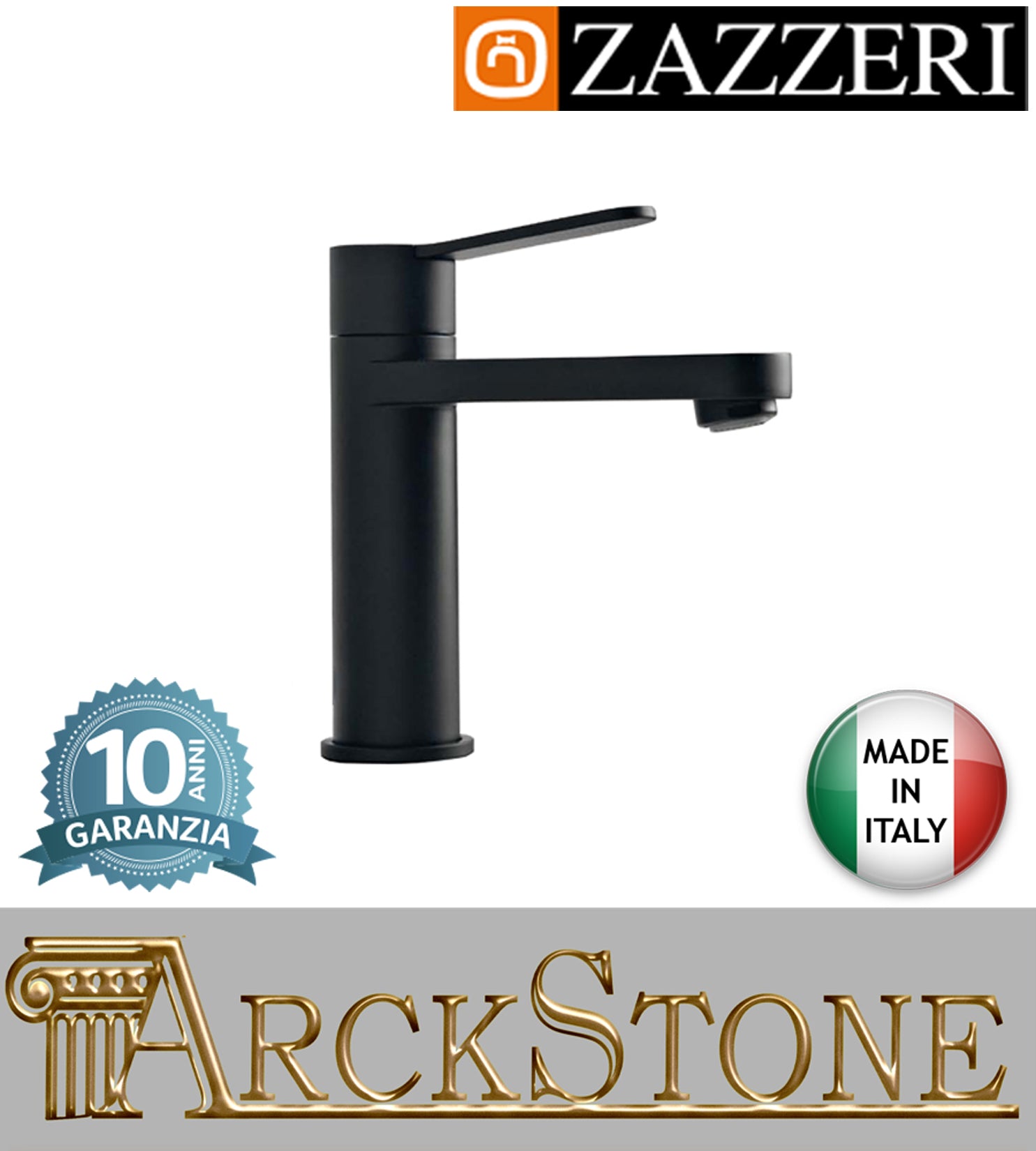 Miscelatore lavabo marca Zazzeri modello TREND X finitura ottone nero senza piletta scarico areatore appoggio anticalcare arredamento arredo bagno home autorizzato azienda certificata garanzia 10 anni qualità made in italy