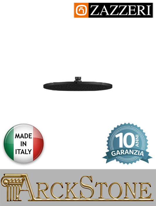 Soffione Doccia Marca Zazzeri modello Shower Unix Tondo Diametro Ø 315 mm finitura Nero rotondo arredamento bagno soffitto parete muro anticalcare Ispezionabile garanzia 10 anni azienda certificata qualità made in italy