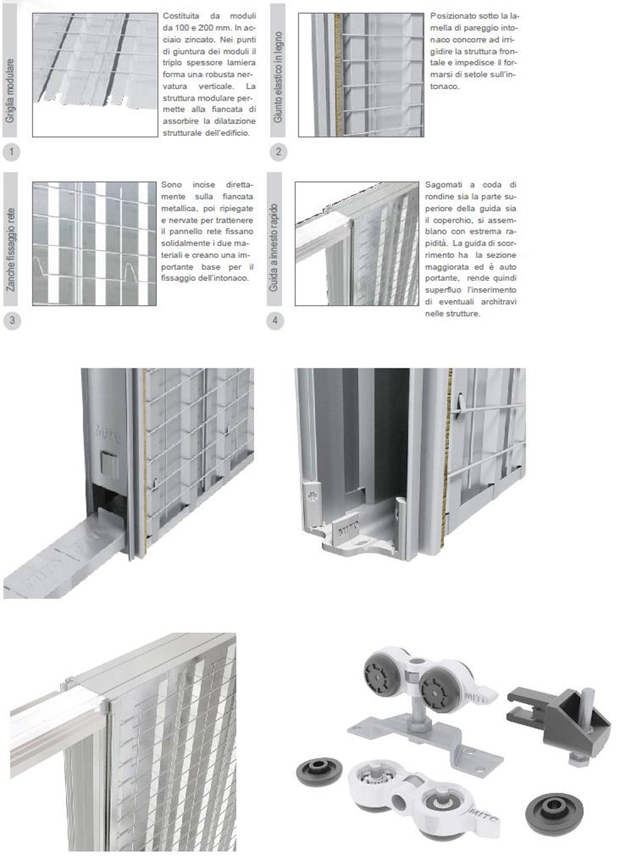 Mito Classico Controtelaio Porte Scorrevoli Intonaco Muratura Scorrimento Interno Base Parete giunto elastico lamella irrigidimento Telaio barra kit carrello guida innesto rapida montaggio cuscinetto garanzia 15 Anni 60x210x10,5 cm