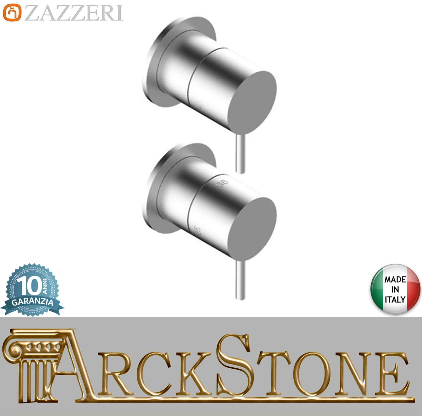 Zazzeri Rubinetterie Z316 Mono Miscelatore Gruppo Doccia Termostatico Incasso A Muro CONFORT 1 Via 2 Fori Monocomando Stile Moderno Materiale Acciaio Inox Finitura Acciaio Spazzolato