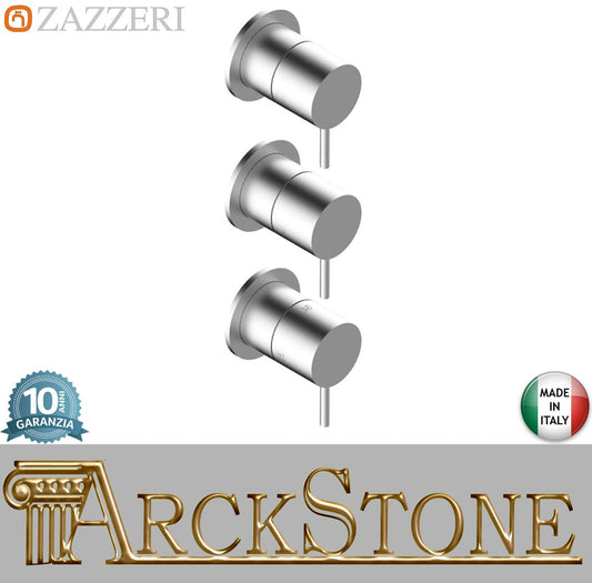 Zazzeri Rubinetterie Z316 Mono Miscelatore Gruppo Doccia Termostatico Incasso A Muro CONFORT 2 Vie 3 Fori Monocomando Stile Moderno Materiale Acciaio Inox Finitura Acciaio Spazzolato