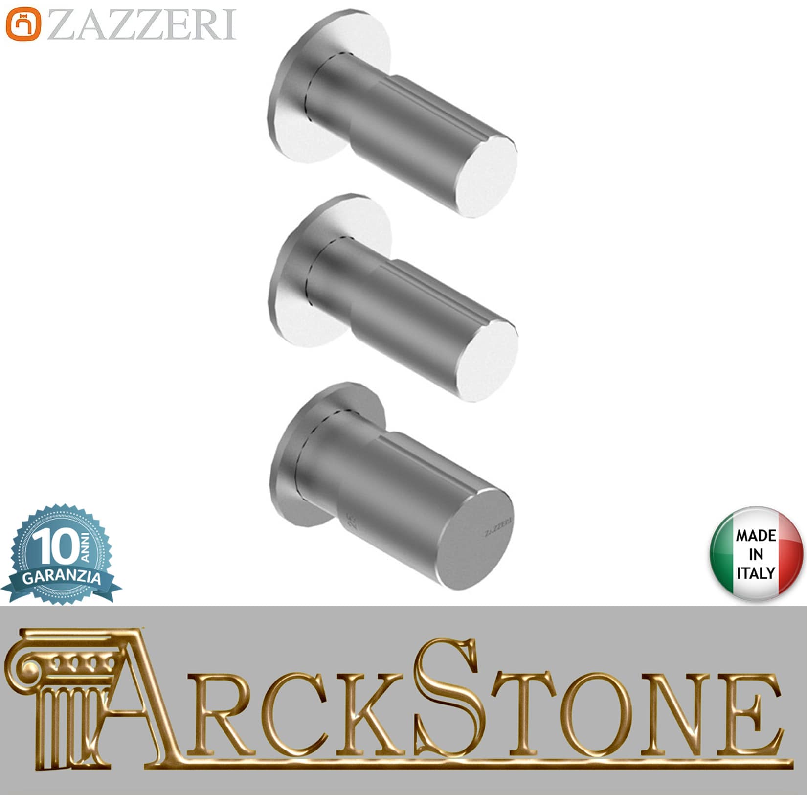 Zazzeri Rubinetterie Z316 Miscelatore Gruppo Doccia Termostatico Incasso A Muro CONFORT 2 Vie 3 Fori Monocomando Stile Moderno Materiale Acciaio Inox Finitura Acciaio Spazzolato