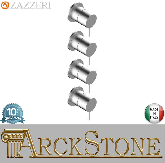 Zazzeri Rubinetterie Z316 Mono Miscelatore Gruppo Doccia Termostatico Incasso A Muro CONFORT 3 Vie 4 Fori Monocomando Stile Moderno Materiale Acciaio Inox Finitura Acciaio Spazzolato