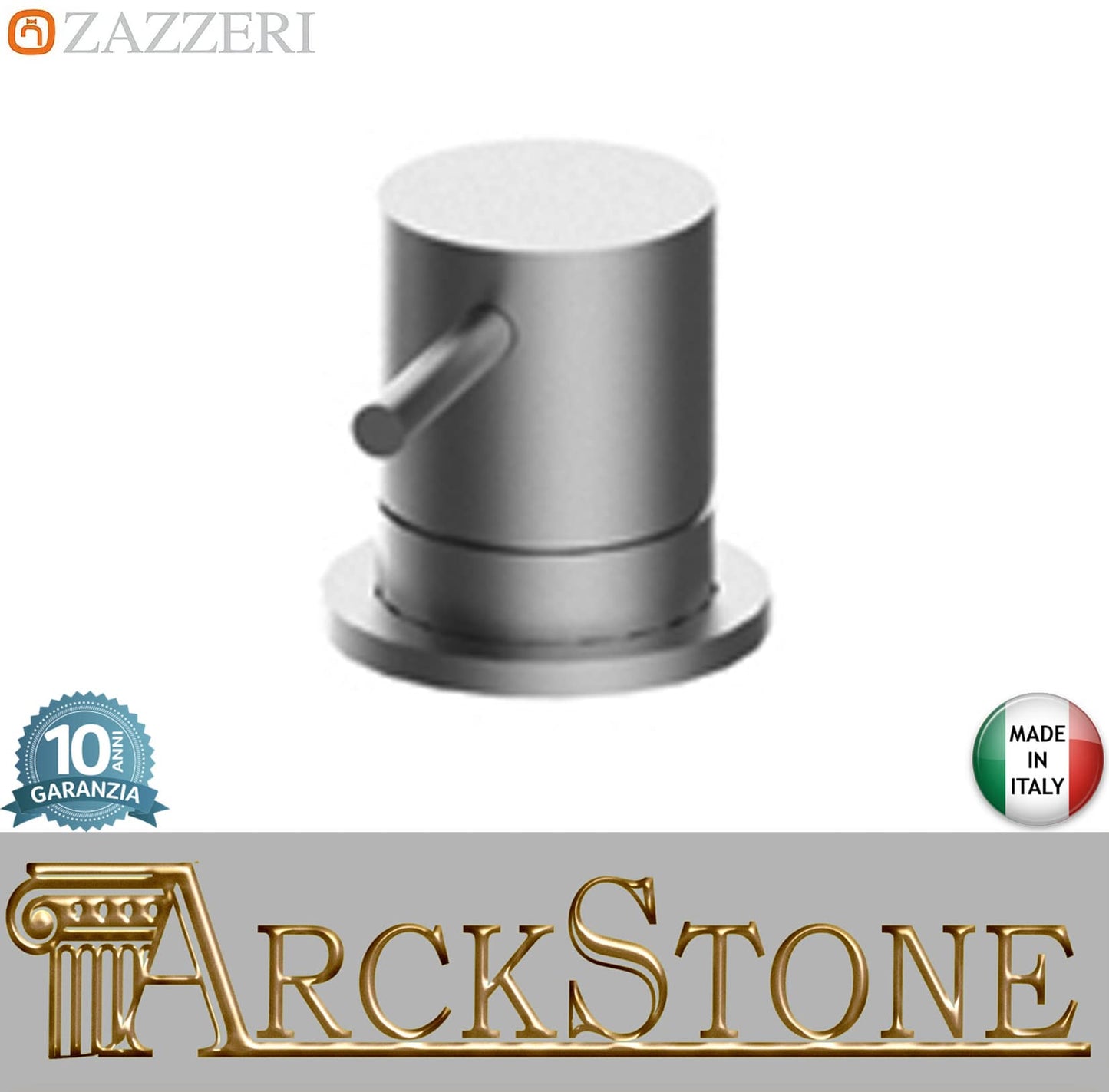 Zazzeri Rubinetterie Z316 Mono Miscelatore Lavabo / Vasca Da Piano Ø42 mm Monoforo Monocomando Altezza 48 mm Senza Piletta Di Scarico Stile Moderno Materiale Acciaio Inox Finitura Acciaio Spazzolato