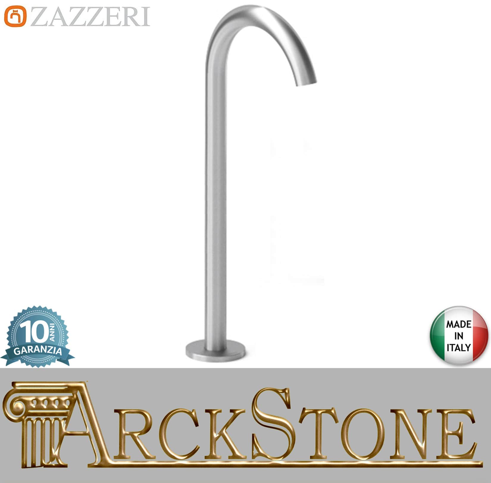 Zazzeri Rubinetterie JK21 Mono Bocca Getto D'erogazione Per Vasca Colonna A Pavimento Monoforo Altezza 795 mm Uscita Acqua Getto Stile Moderno Materiale Acciaio Inox Finitura Acciaio Spazzolato