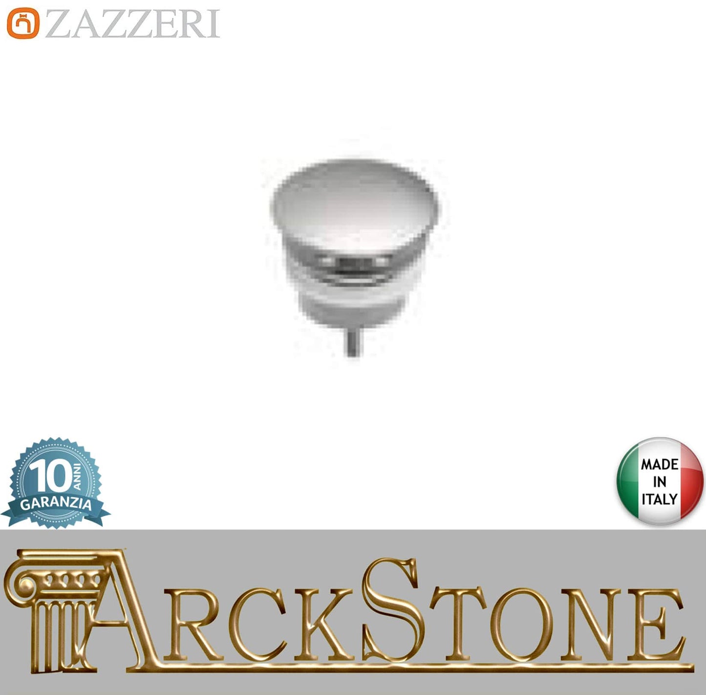 Zazzeri Rubinetterie JK21 Piletta Di Scarico Con Comando A Pressione / Scarico Libero Stile Moderno Materiale Acciaio Inox Finitura Acciaio Spazzolato