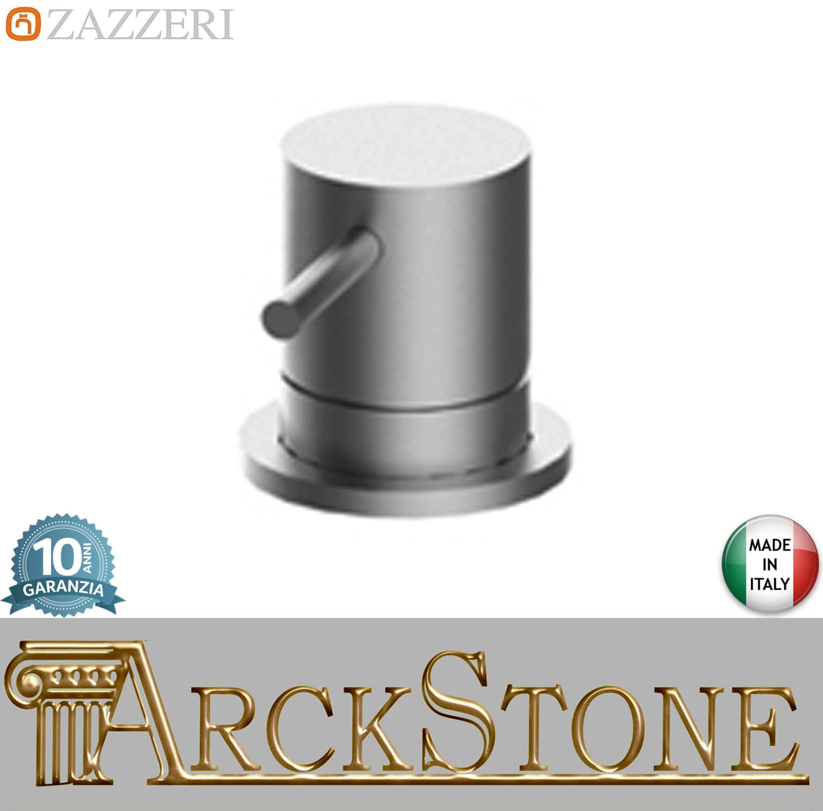 Zazzeri Rubinetterie Z316 Mono Miscelatore Lavabo Da Piano Ø36 mm Monoforo Monocomando Altezza 48 mm Senza Piletta Di Scarico Stile Moderno Materiale Acciaio Inox Finitura Acciaio Spazzolato