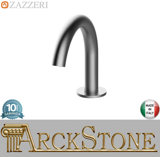 Zazzeri Rubinetterie Z316 Mono Bocca Getto D'erogazione Vasca Appoggio Da Piano Monoforo Lunghezza 145 mm Uscita Acqua Getto Stile Moderno Materiale Acciaio Inox Finitura Acciaio Spazzolato