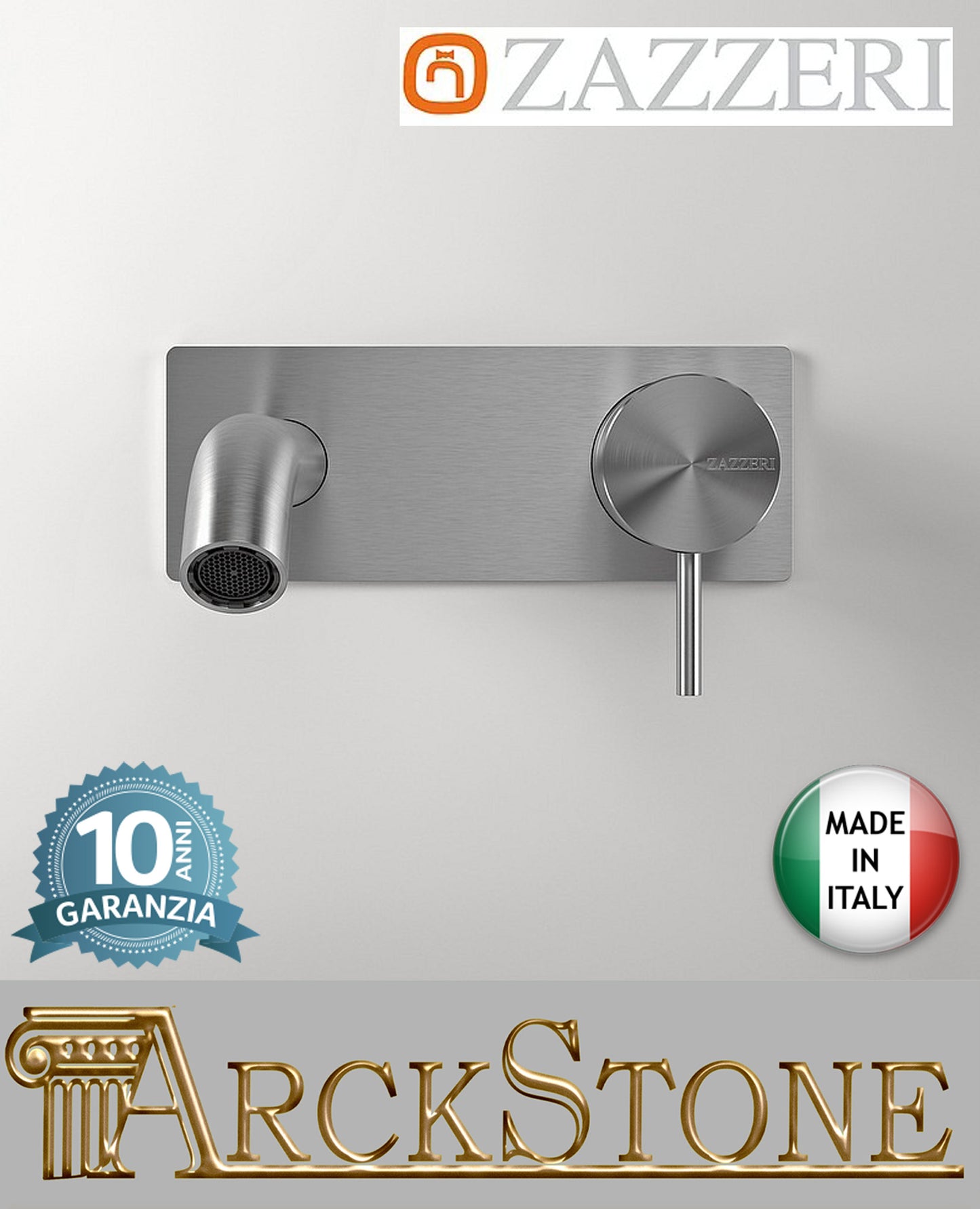 Miscelatore lavabo Ad Incasso Completo Getto 120 mm Zazzeri Z316 Mono Finitura Acciaio Spazzolato