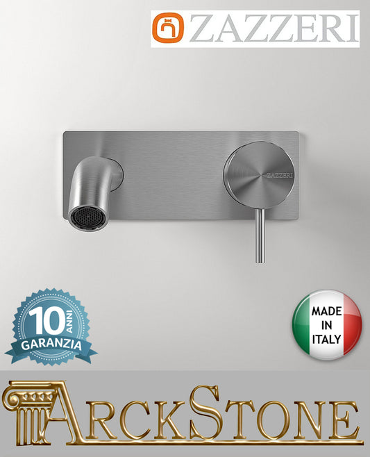 Miscelatore lavabo Ad Incasso Completo Getto 120 mm Zazzeri Z316 Mono Finitura Acciaio Spazzolato