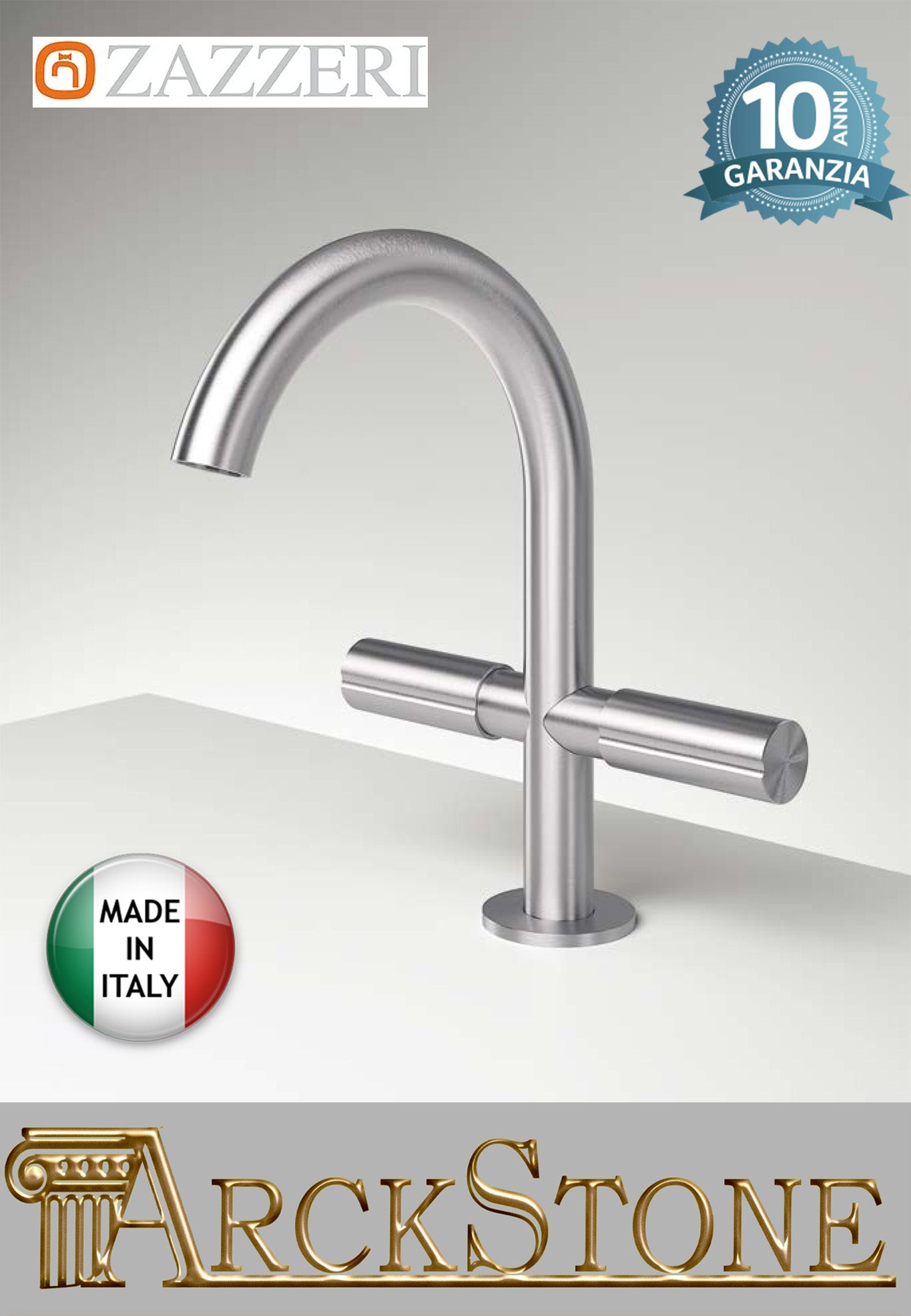 Miscelatore Monoforo Lavabo 145 x h160 mm Zazzeri Z316 Materiale Acciaio Finitura Acciaio Spazzolato