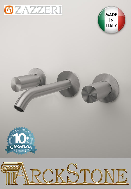 Batteria Lavabo A Incasso Getto 160 mm Centrale Completo Zazzeri Z316 Materiale Acciaio Finitura Acciaio Spazzolato