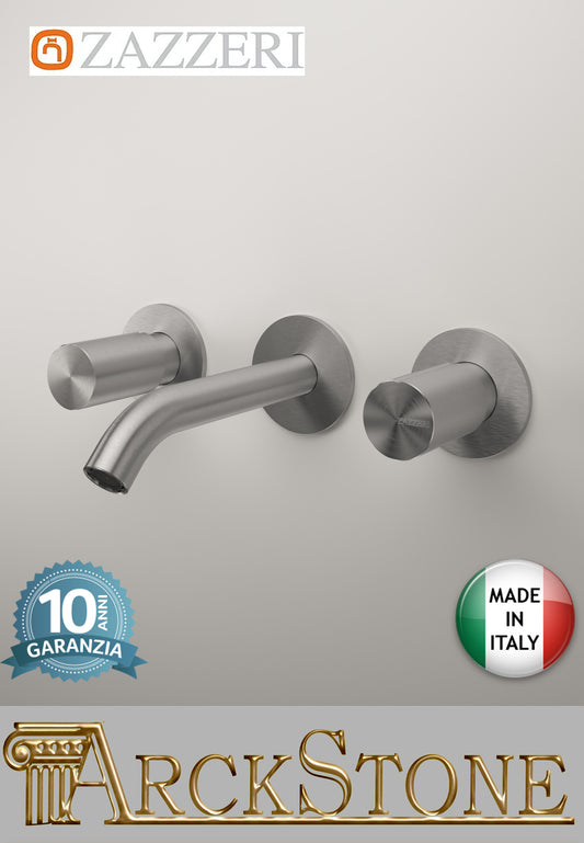 Batteria Lavabo A Incasso Getto 120 mm Centrale Completo Zazzeri Z316 Materiale Acciaio Finitura Acciaio Spazzolato 