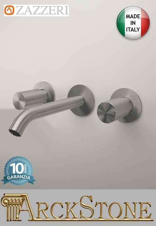 Batteria Lavabo A Incasso Getto 190 mm Centrale Completo Zazzeri Z316 Materiale Acciaio Finitura Acciaio Spazzolato