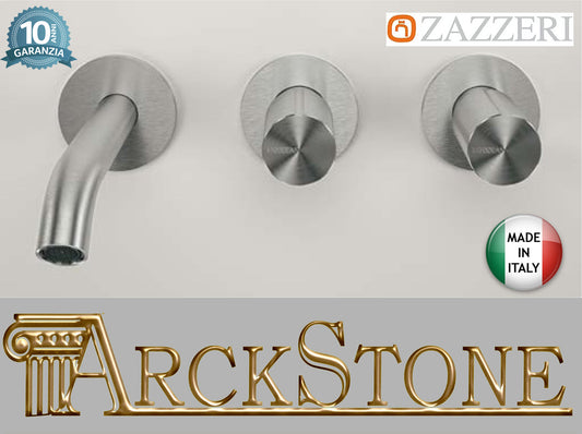 Batteria Lavabo A Incasso Getto 120 mm Comandi a Destra Completo Zazzeri Z316 Materiale Acciaio Finitura Acciaio Spazzolato 