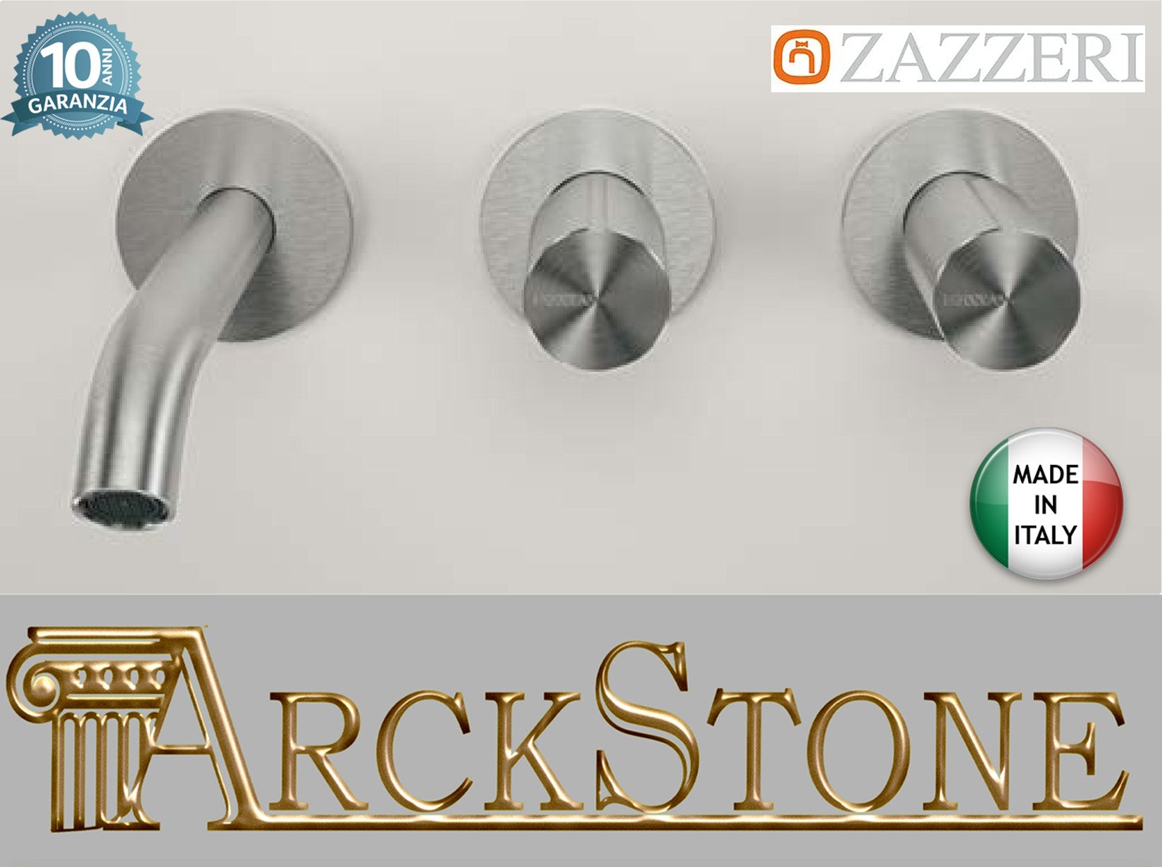 Batteria Lavabo A Incasso Getto 190 mm Comandi A Destra Completo Zazzeri Z316 Materiale Acciaio Finitura Acciaio Spazzolato