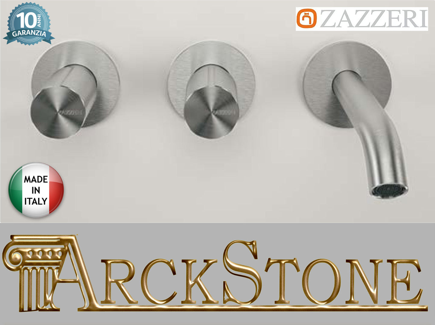 Batteria Lavabo A Incasso Getto 190 mm Comandi A Sinistra Completo Zazzeri Z316 Materiale Acciaio Finitura Acciaio Spazzolato