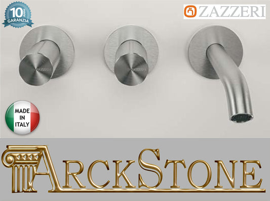 Batteria Lavabo A Incasso Getto 190 mm Comandi A Sinistra Completo Zazzeri Z316 Materiale Acciaio Finitura Acciaio Spazzolato