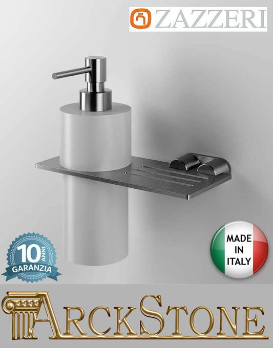 Porta Dispenser A Muro Completo Zazzeri INOX ACCESSORI Finitura Acciaio Spazzolato 316 Dosatore 304