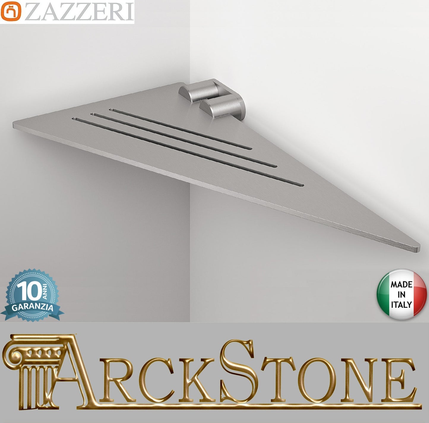 Zazzeri INOX ACCESSORI Mensola Triangolare 150x300 mm A Parete Materiale Acciaio Inox Finitura Acciaio Spazzolato