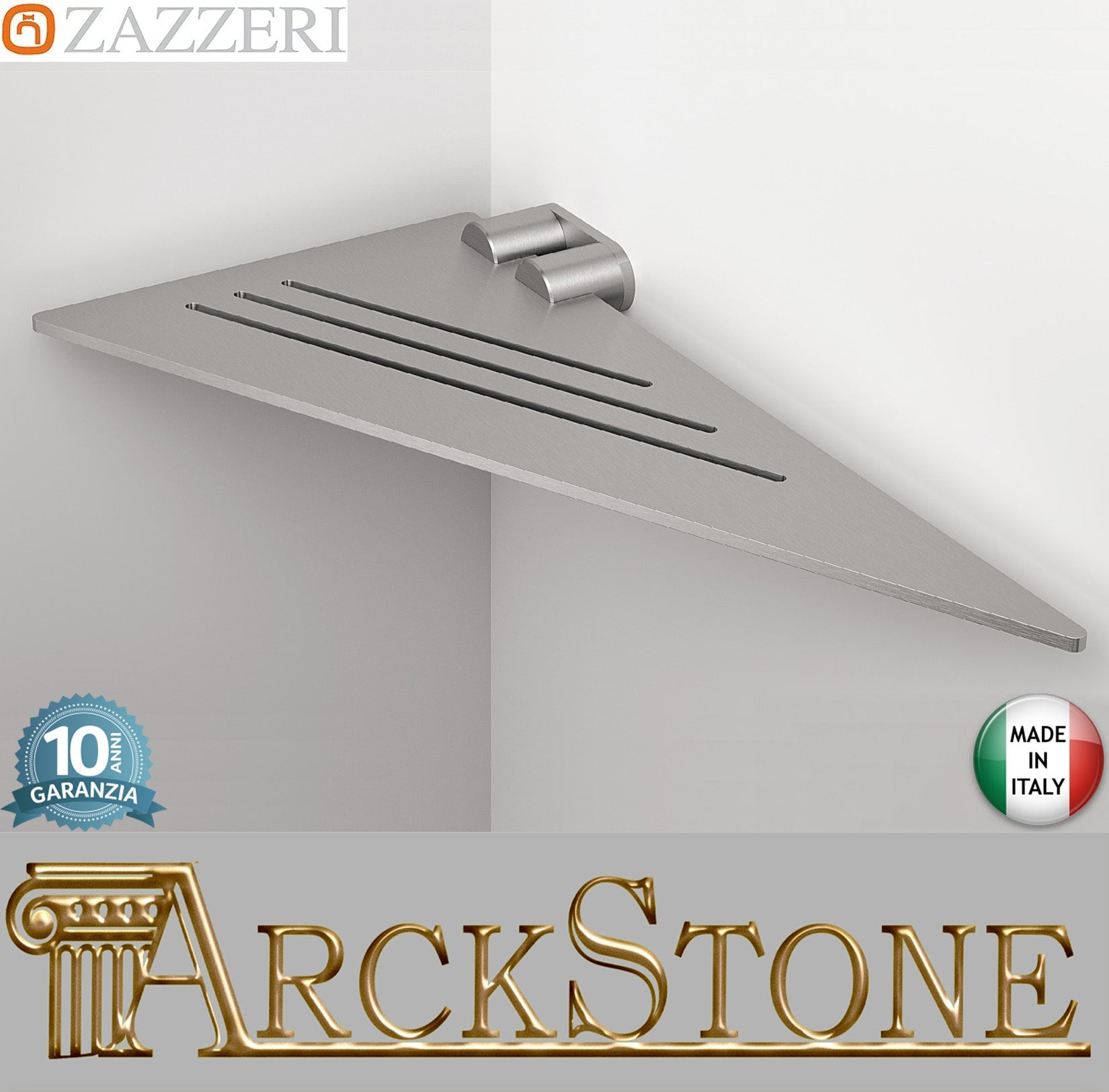 Zazzeri INOX ACCESSORI Mensola Triangolare 150x300 mm A Parete Materiale Acciaio Inox Finitura Acciaio Spazzolato