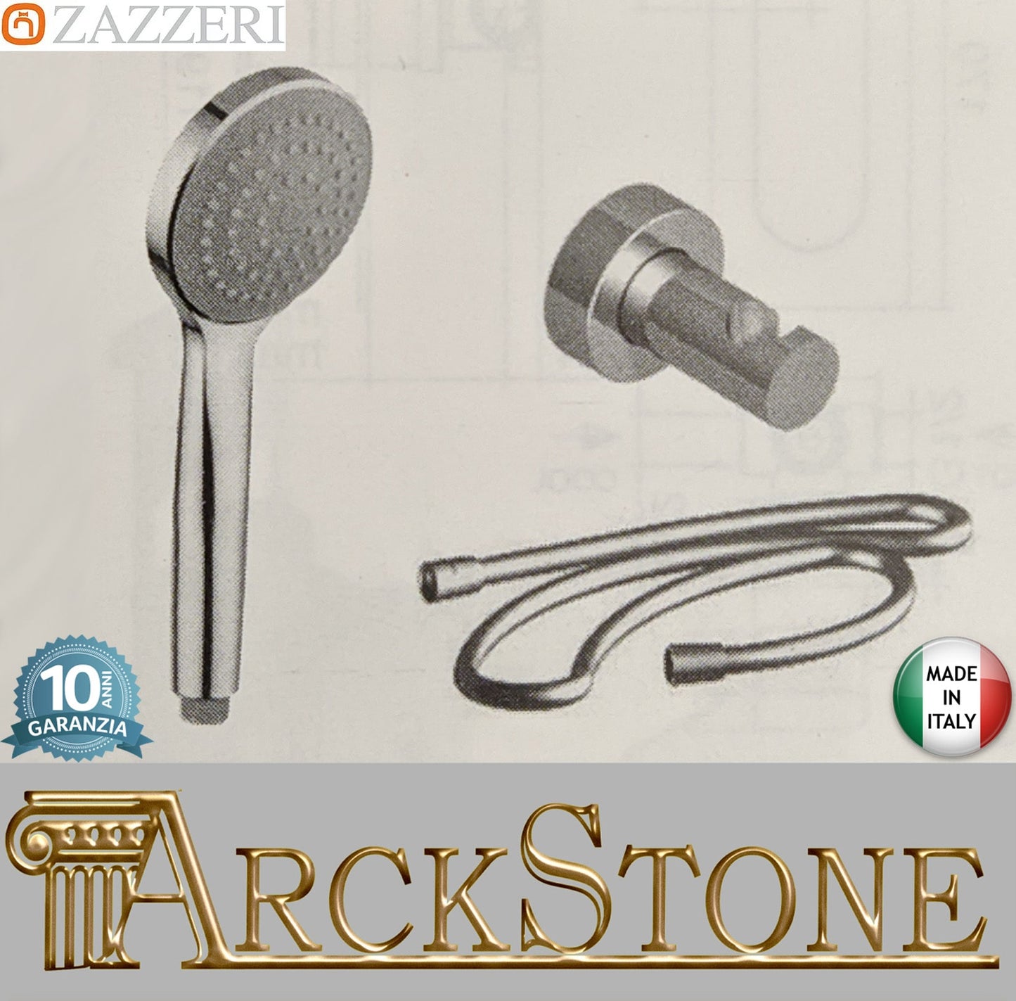 Zazzeri Rubinetterie TREND X Set Doccia Con Doccetta Anticalcare Ø100 mm Stile Moderno Materiale Ottone Finitura Cromato