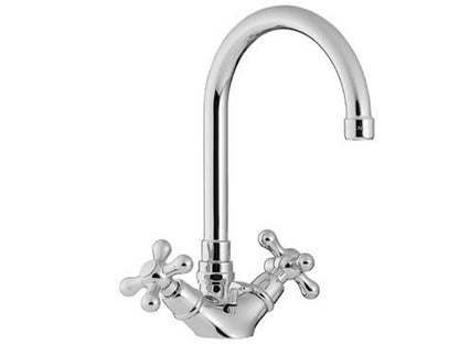 Rubinetterie Treemme 3M ROMANTICA IT 3615 CC PV ZZ Miscelatore Monoforo Lavabo Con Piletta Di Scarico Automatico Gollo Girevole Materiale Ottone Finitura Cromata