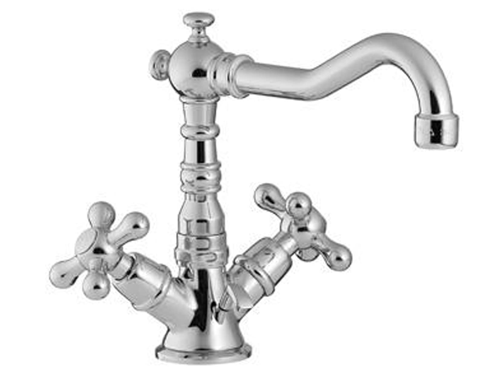 Rubinetterie Treemme 3M ROMANTICA IT 3618 CC PV ZZ Miscelatore Monoforo Lavabo Con Piletta Di Scarico Automatico Collo Girevole Da Appoggio Materiale Ottone Finitura Cromata